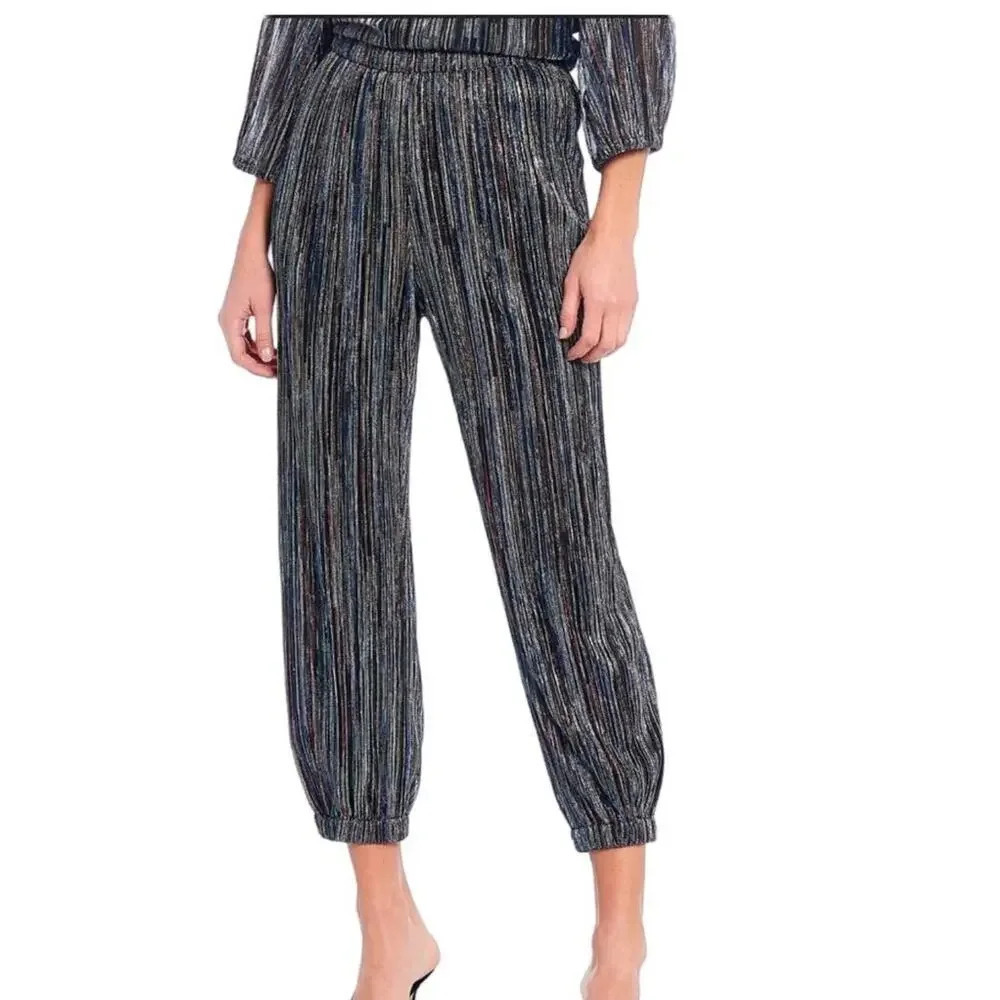 Trina Turk Women’s Size XL Metallic Striped Rainbow Tinsel Pants